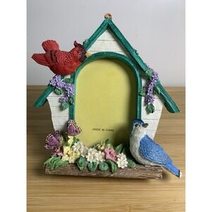 Birdhouse 3-D picture frame cardinal, Blue Jay, flowers, butterflys cottage core
